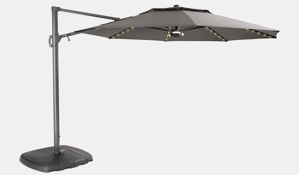 3.3m Free Arm Parasol with LED Lighting and Wireless Speaker